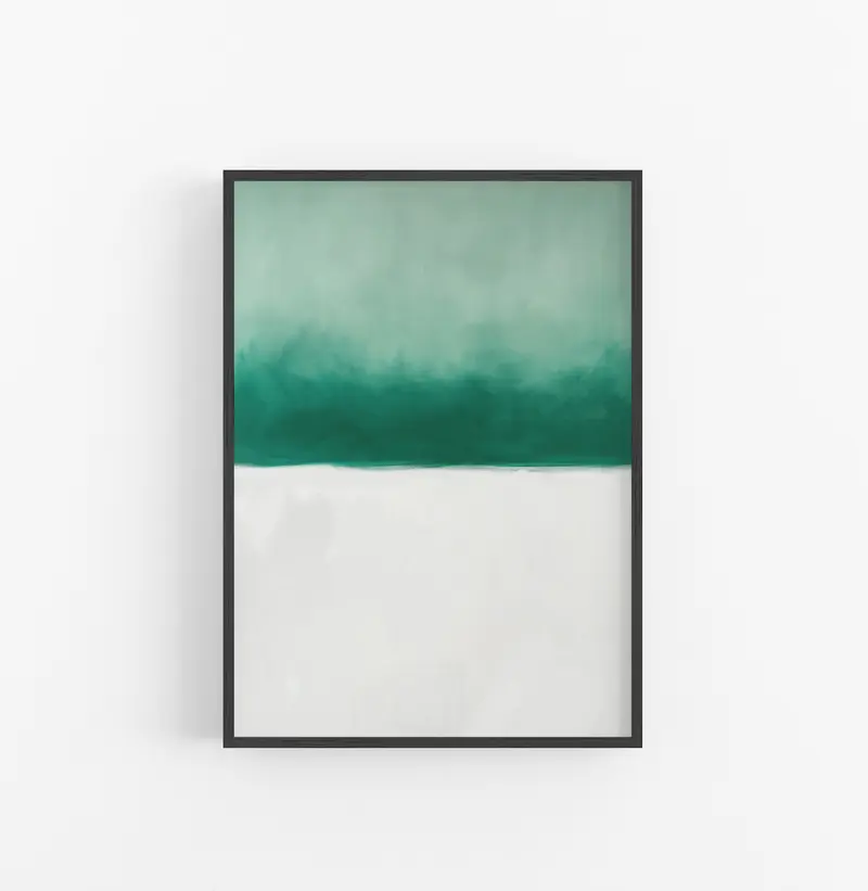 Cuadro con Marco Acuarela Degradado Verde Blanco