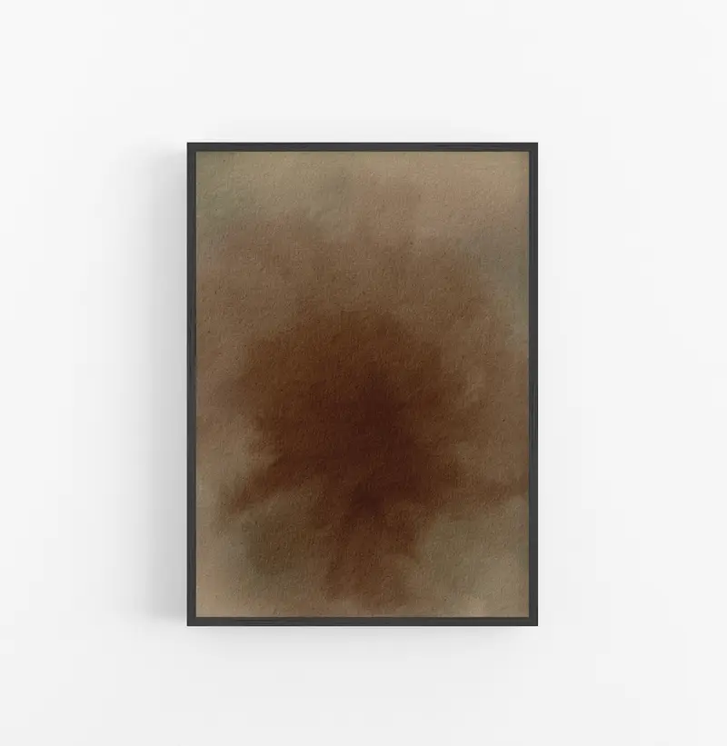 Cuadro con Marco Casual Ethnic Acuarela Papel Marron Ocre