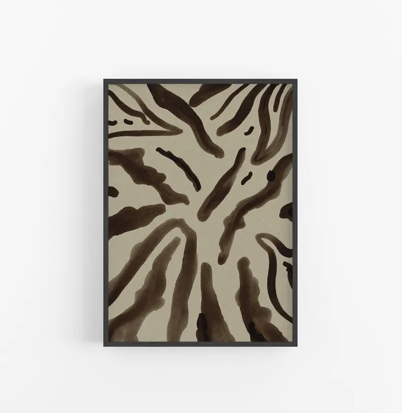 Cuadro con Marco Casual Ethnic Animal Print Marron Beige