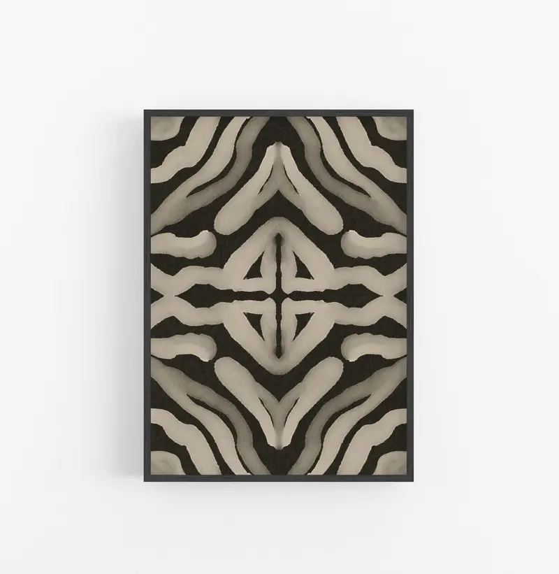 Cuadro con Marco Casual Ethnic Animal Tigre Negro Crema