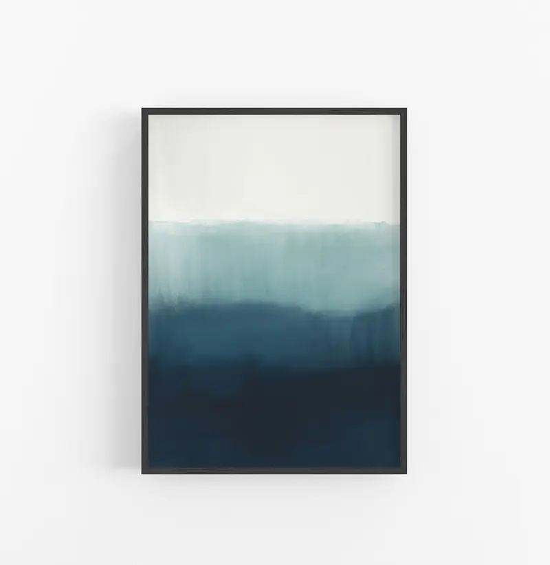 Cuadro con Marco Degradado Minimalista Azul Blanco