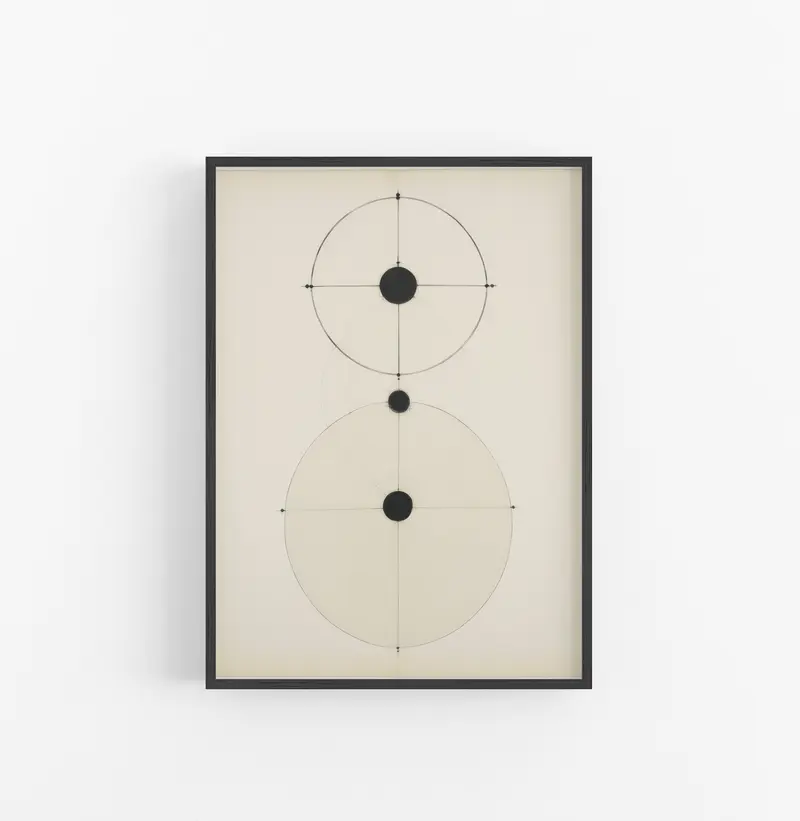 Cuadro con Marco Eclectic Geometrico Circulos Negro Crema