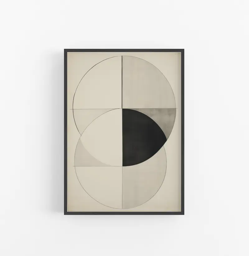 Cuadro con Marco Eclectic Geometrico Minimalista Blanco Negro V