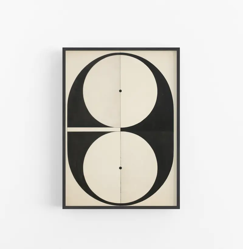 Cuadro con Marco Eclectic Geometrico Minimalista Blanco Negro