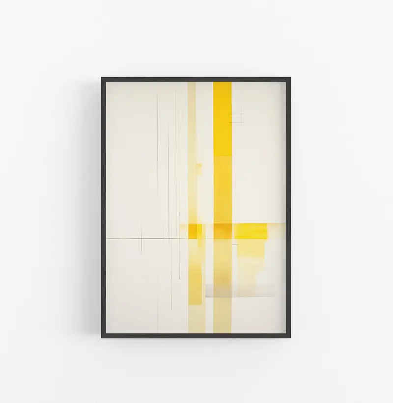 Cuadro con Marco Eclectic Minimalista Lineas Amarillo Beige