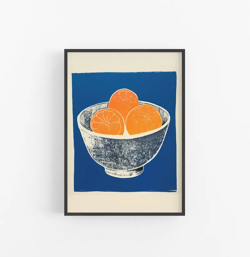 Cuadro con Marco Eclectic Pop Art Naranja Azul