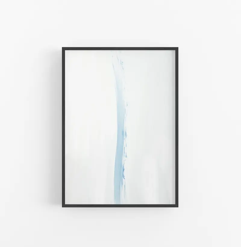 Cuadro con Marco Minimalista Abstracto Azul Claro Blanco
