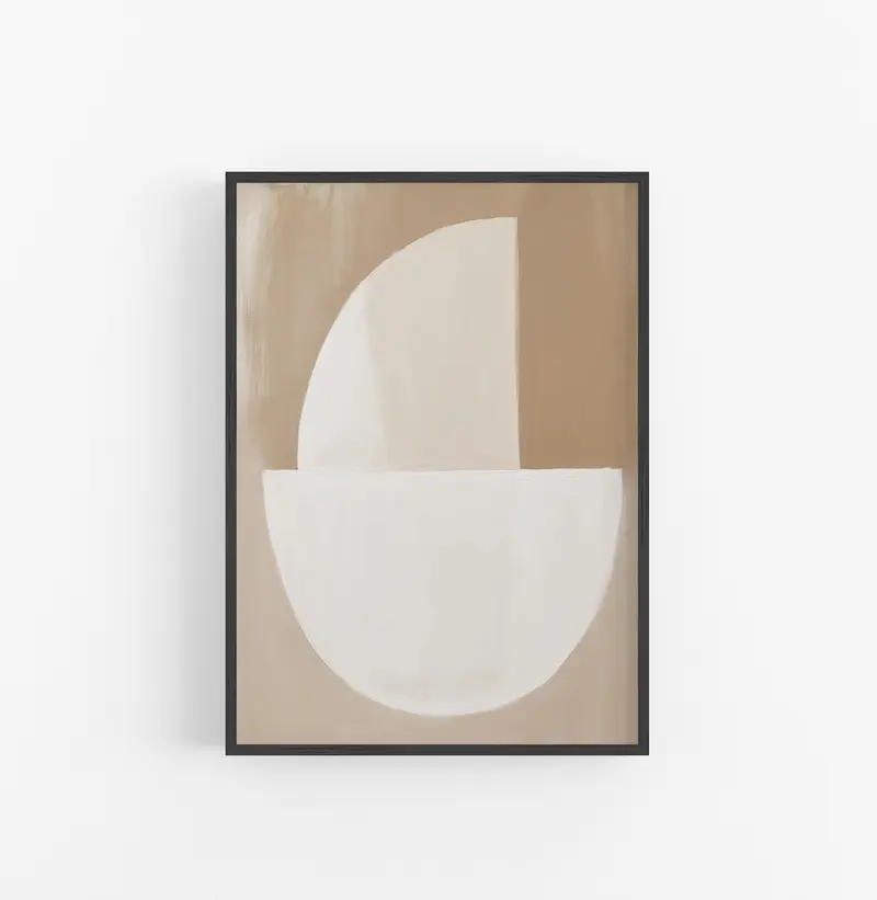 Cuadro con Marco Minimalista Formas Beige Blanco