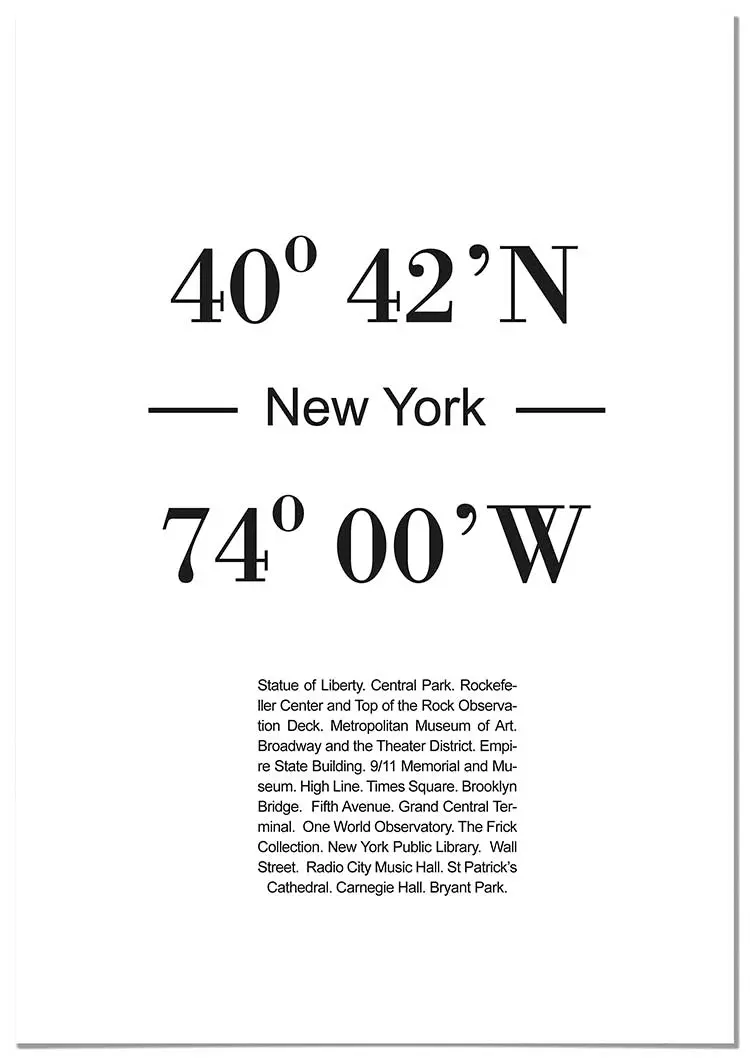 Cuadro Coordenadas de Nueva York