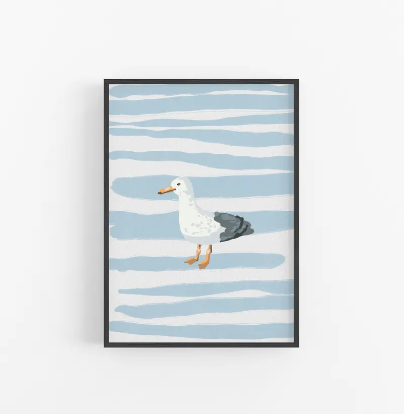 Cuadro Gaviota Marina Azul Blanco