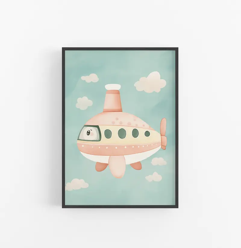 Cuadro Infantil Submarino Rosado Azul