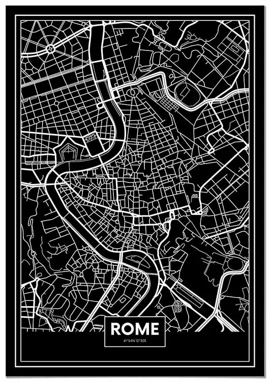Cuadro Mapa Roma Color Negro