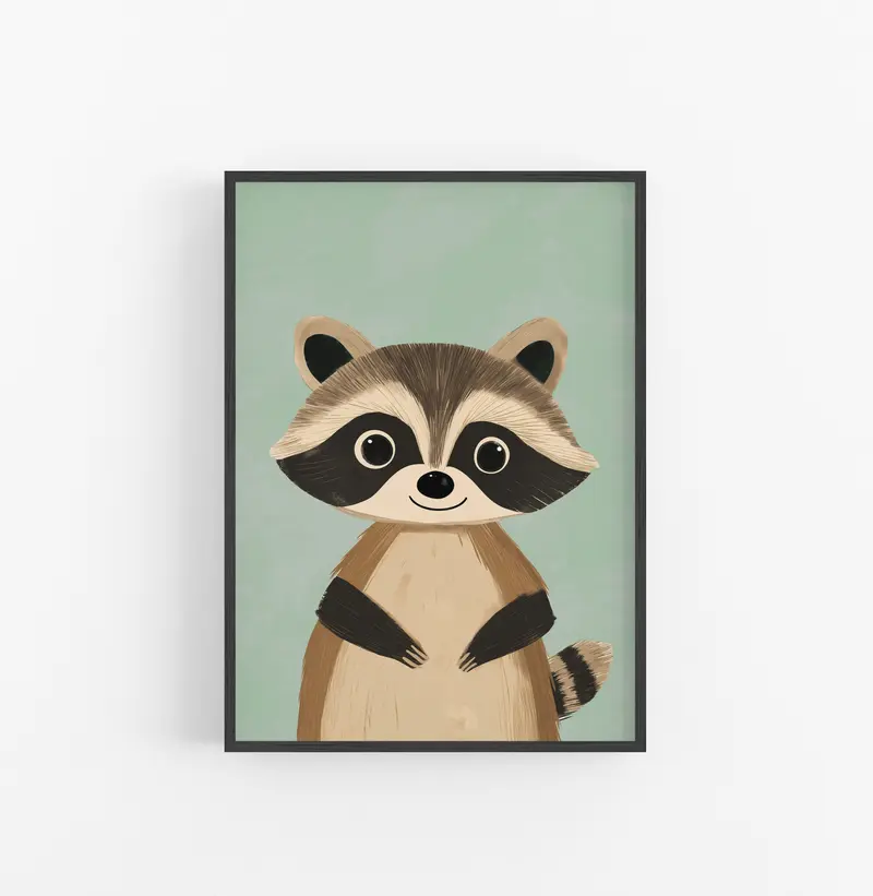 Cuadro Mapache Marron Verde