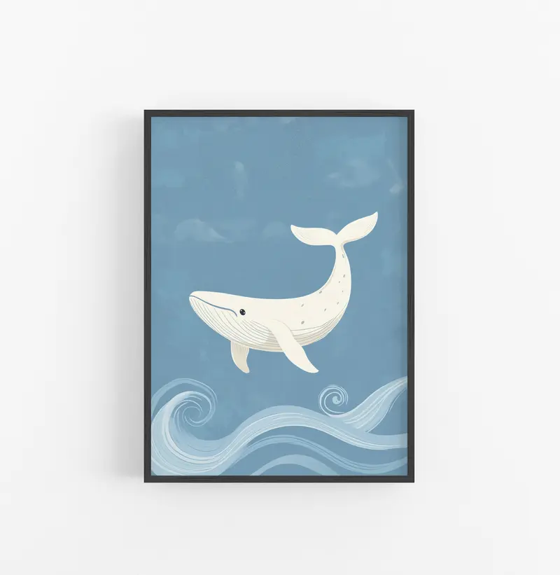 Cuadro Marino Ballena Azul Blanco