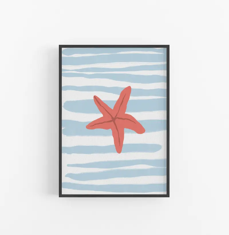 Cuadro Marino Estrella Coral Azul Claro