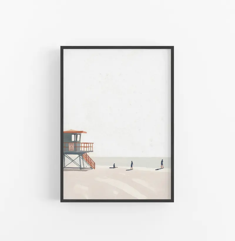 Cuadro Minimalista Playa Azul Gris
