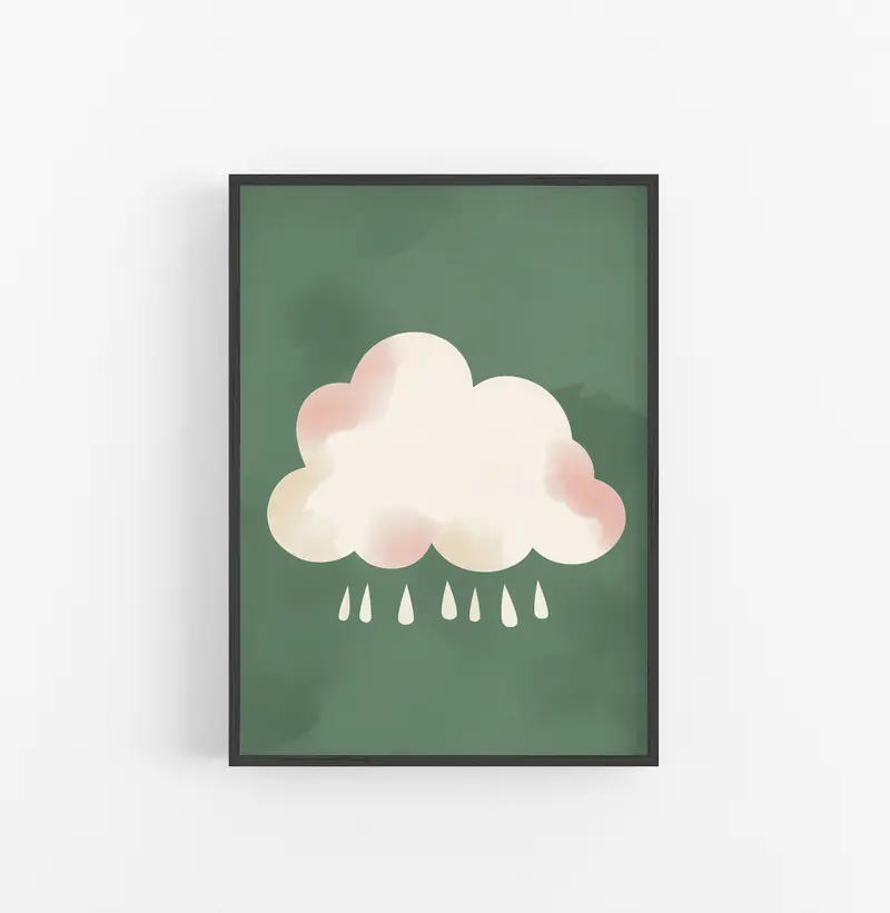 Cuadro Nube Lluvia Pastel Verde
