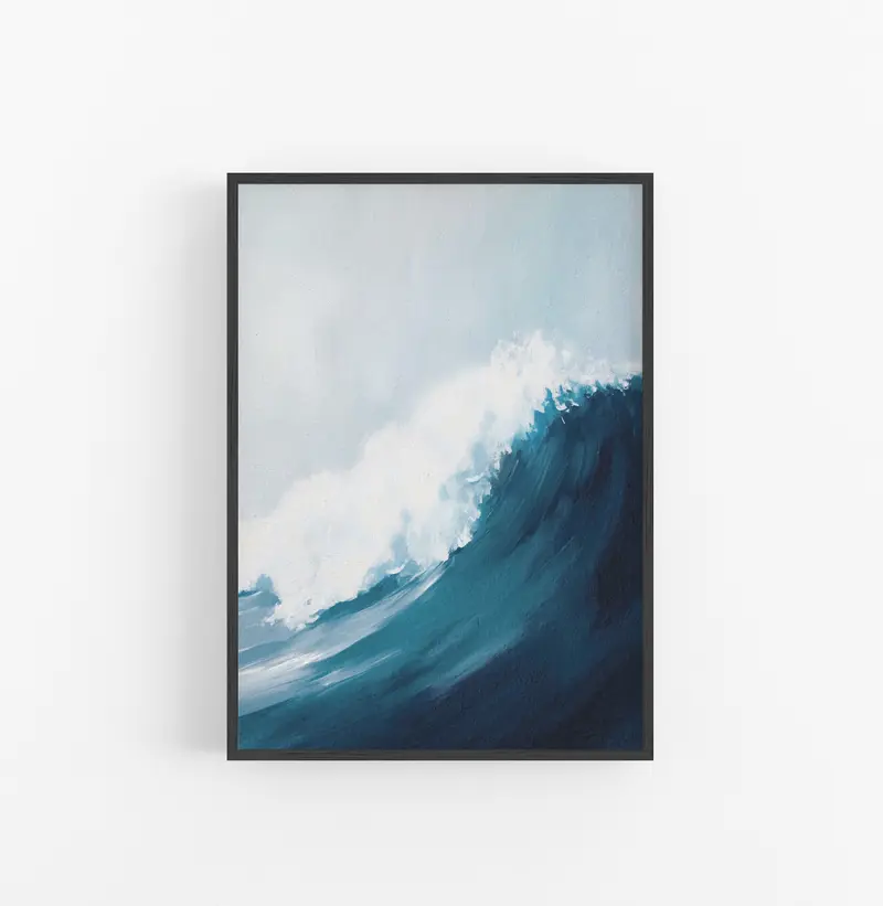 Cuadro Oleaje Pintura Azul Blanco