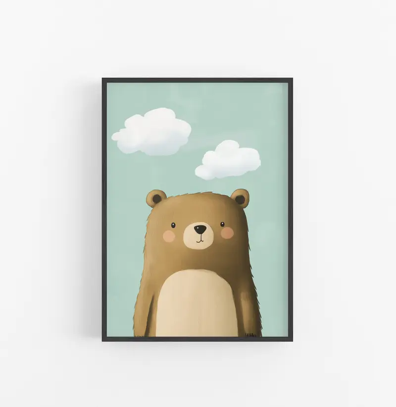 Cuadro Oso Marron Azul