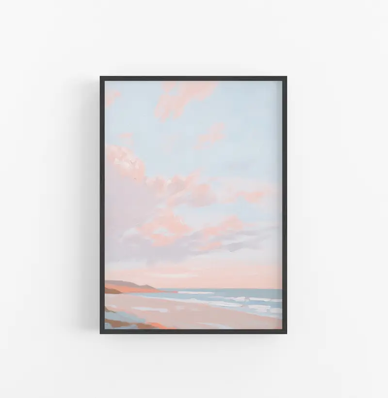 Cuadro Paisaje Pastel Azul Rosa