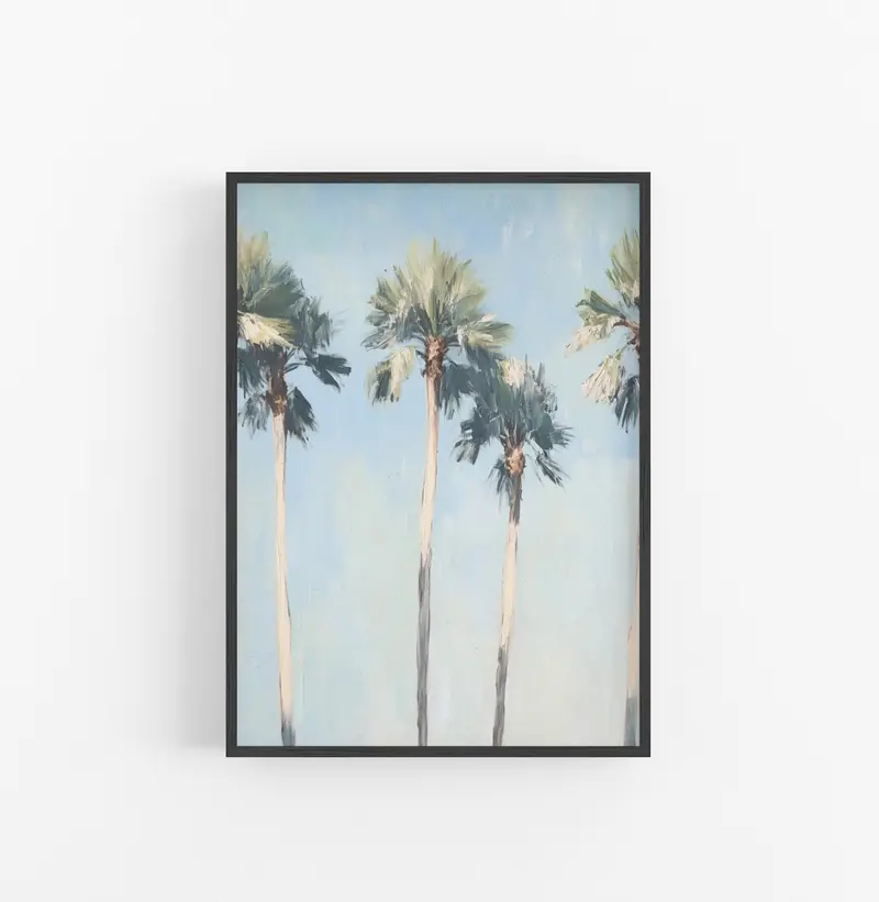 Cuadro Palmeras Pintura Impresionista Azul Verde
