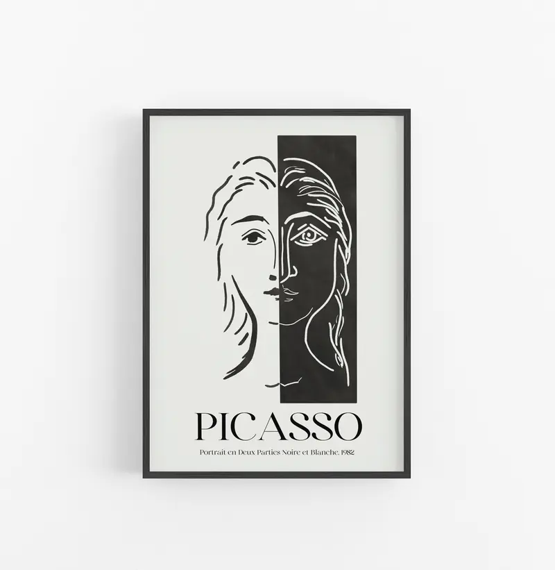 Cuadro Picasso Portrait En Deux Parties Noire Et Blanche