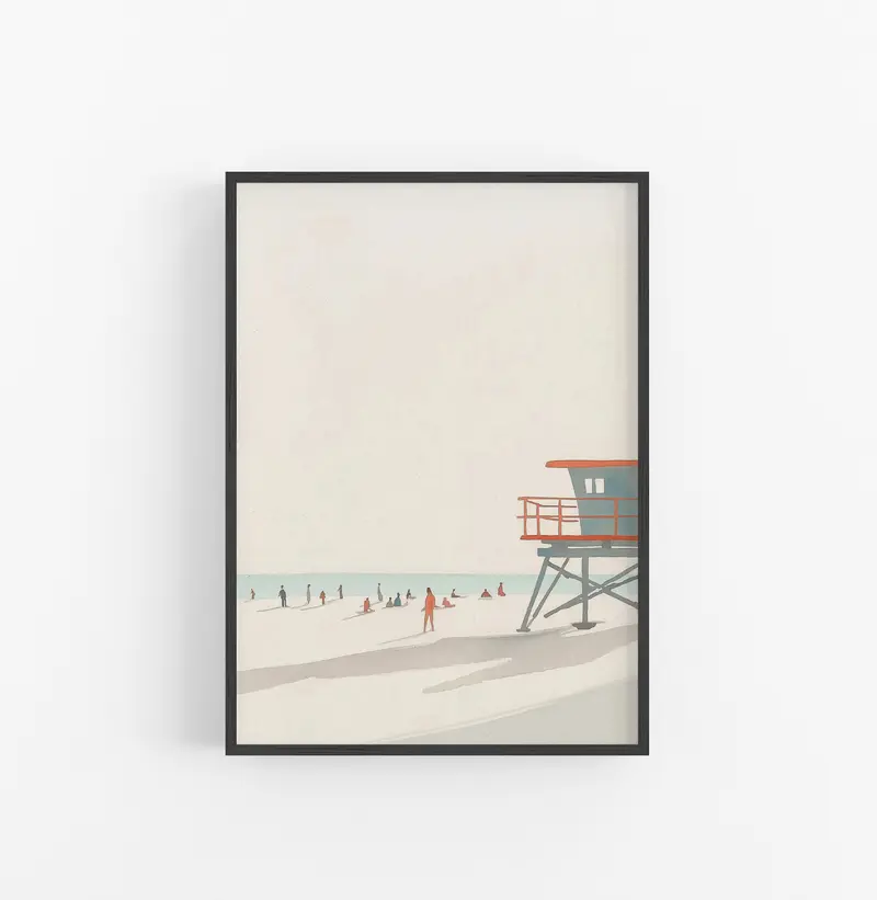 Cuadro Playa Minimalista Gris Naranja