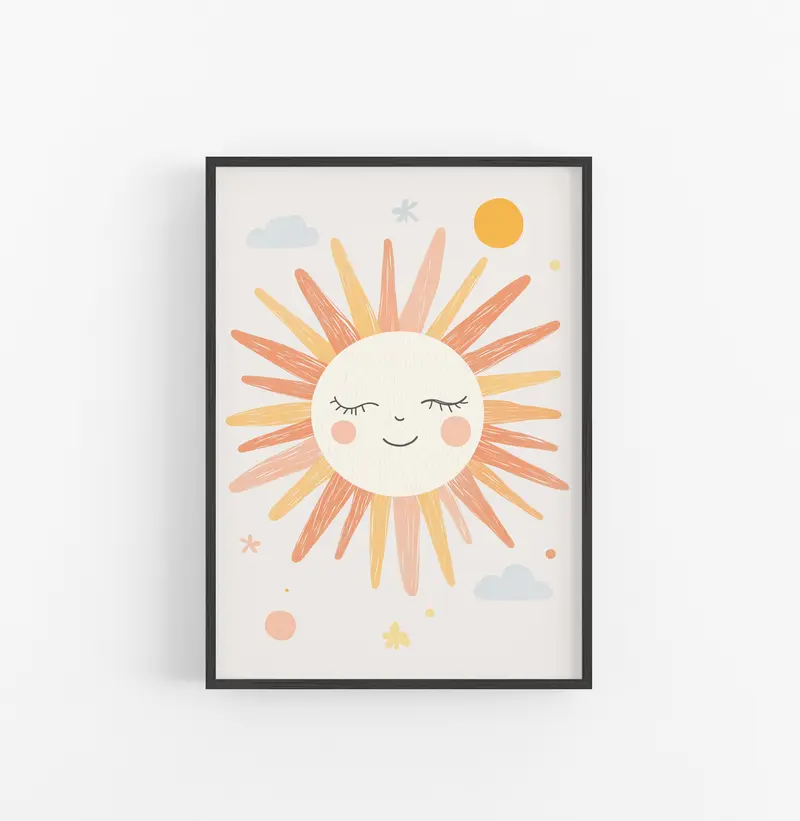 Cuadro Sol Dibujos Animados Naranja Amarillo