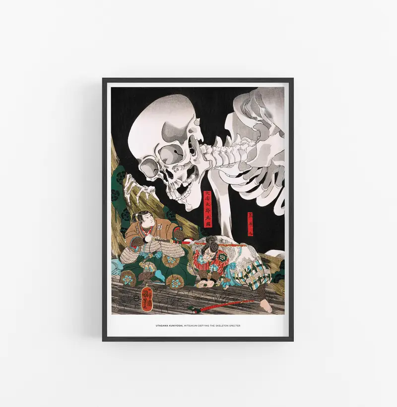 Cuadro Utagawa Kuniyoshi Mitsukuni Defying Skeleton Specter