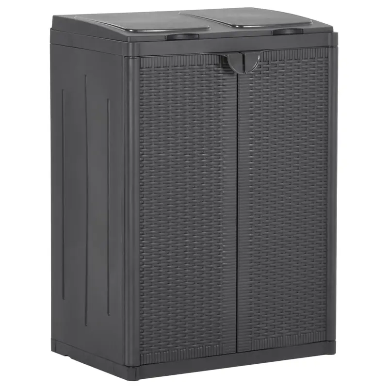 Cubo de basura con 2 puertas negra 65x45x88 cm PP