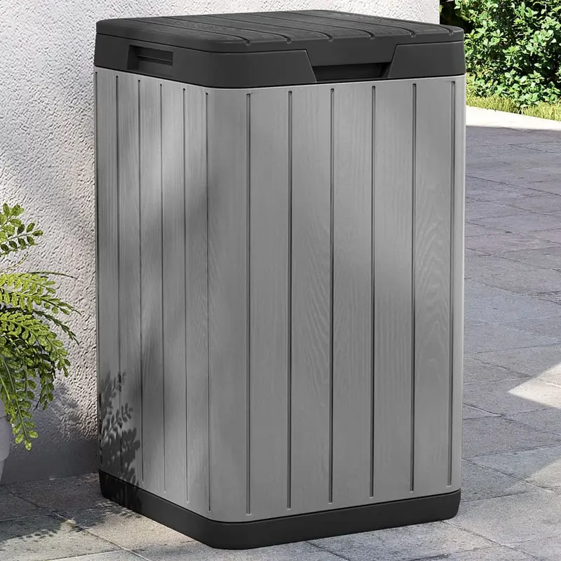 Cubo de basura de exterior PP gris 38x38x65 cm