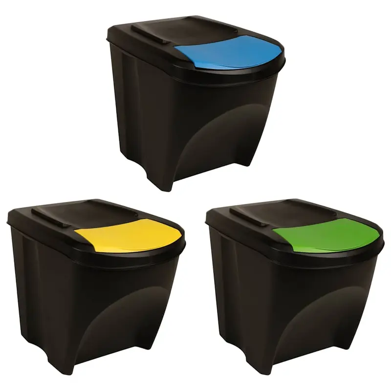 Cubos de basura apilables 3 piezas gris antracita 75 L