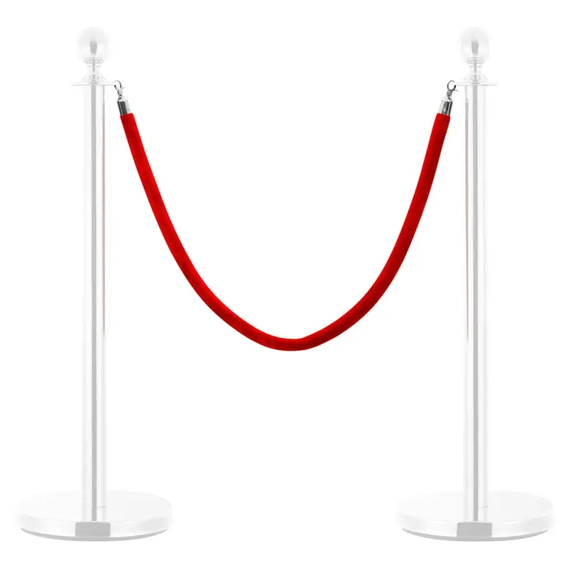 Cuerda para poste de control de masas terciopelo rojo plateado