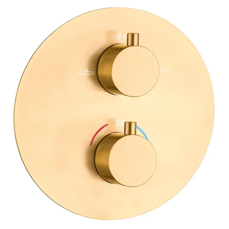 Cuerpo empotrado termostático de 2 vías diseño redondo en oro mate con protección PVD de Valaz