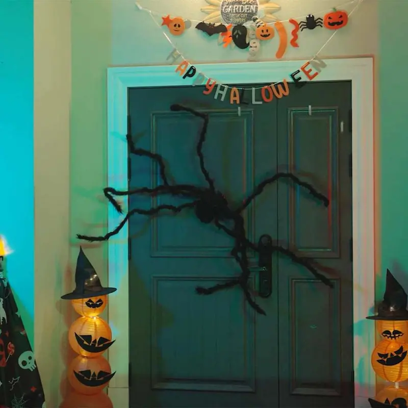 Decoración de Araña de Halloween 3 pcs Negro 150 cm
