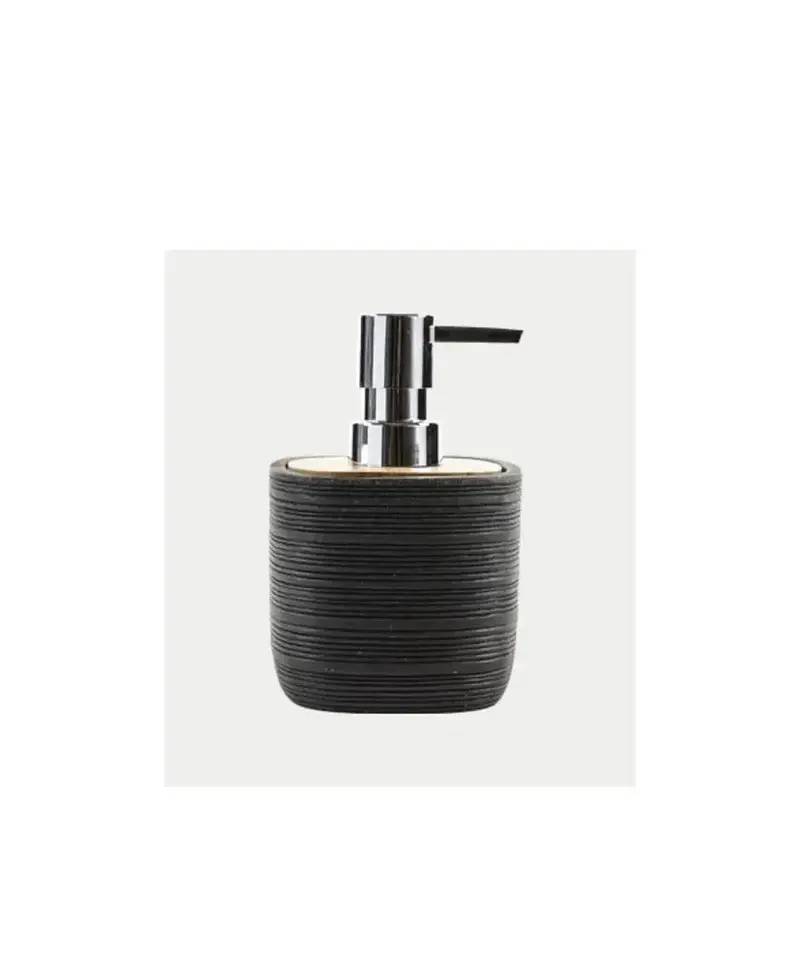 Dispensador de jabón de madera y poliresina negro de diseño moderno KUBIC de Aquore