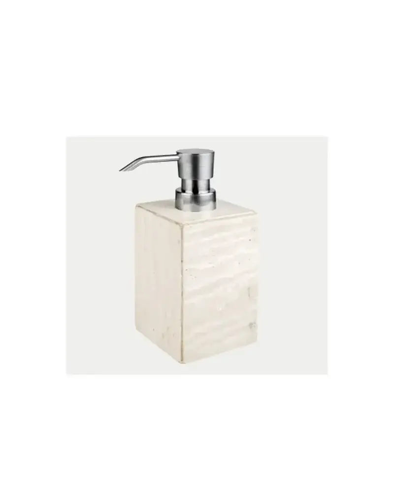 Dosificador de jabón de mármol travertino elegante con diseño moderno SANDY de Aquore