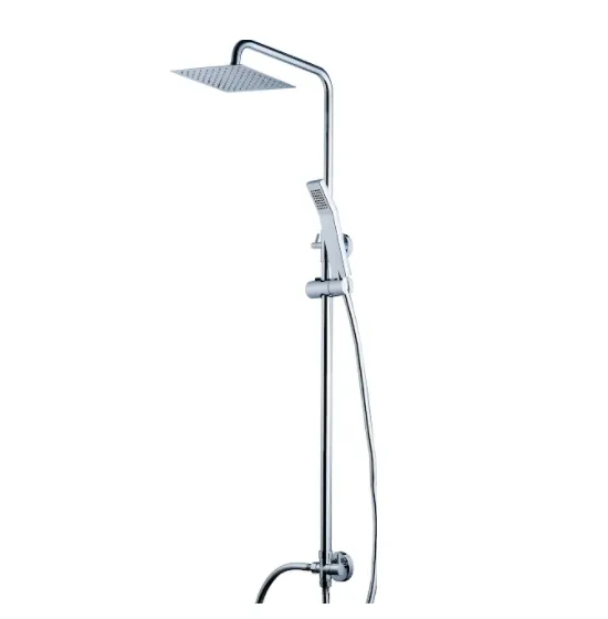 Ducha cromada con tubo telescópico y soporte ajustable de acero inoxidable con 3 funciones de rociador Maple de Aquore