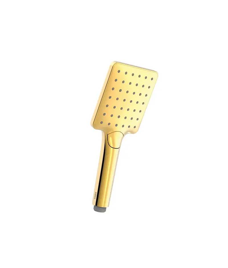Ducha de mano cuadrada en ABS con tres tipos de chorro en dorado Complementos Tres