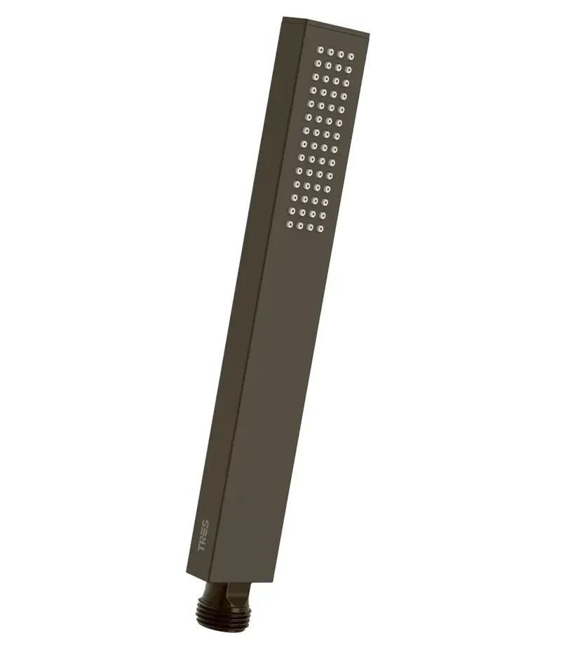 Ducha de mano rectangular para baño con acabado negro bronce TRES