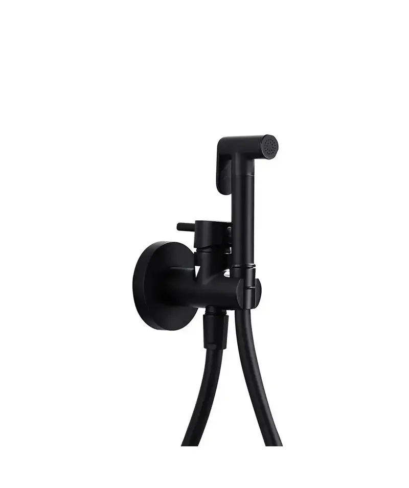 Ducha higiénica con grifo monomando empotrado fabricada en latón de acabado negro mate Munich de Imex