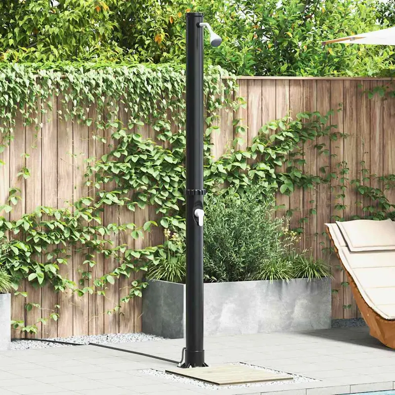 Ducha Solar al Aire Libre Negro 217 cm PVC y Aluminio