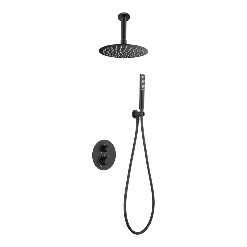 Ducha Termostática Empotrada Imex Salerno Negro Mate