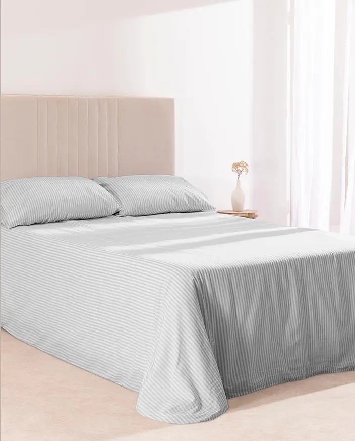 Dúo Nórdico Don Algodon Olena Gris - Funda Nórdica + Funda Almohada