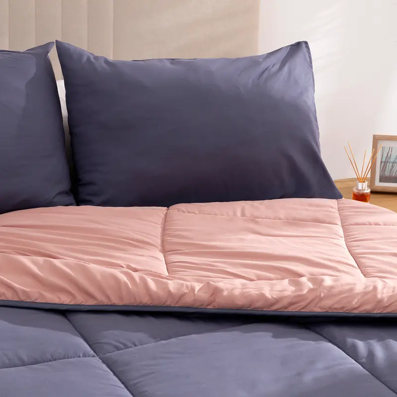 Edredón Eden Samanta Bicolor Marino/Coral - Set Edredón + Funda de Almohada