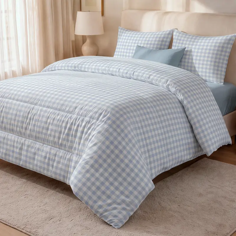Edredón estampado acolchado Calafat Azul Claro tacto suave