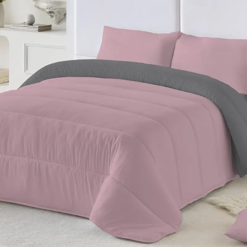 EDREDÓN NÓRDICO BICOLOR ROSA VIEJO/GRIS L.807