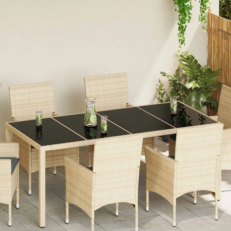 Encimera 4 pcs Negro vidrio templado