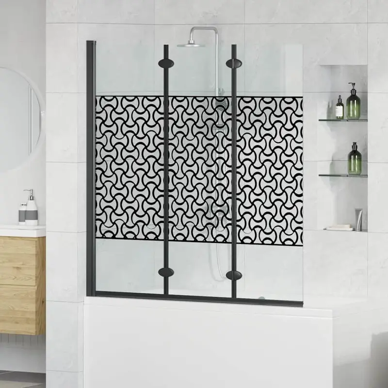 Enclosure de Ducha Manual Negro y Transparente 130 x 130 cm