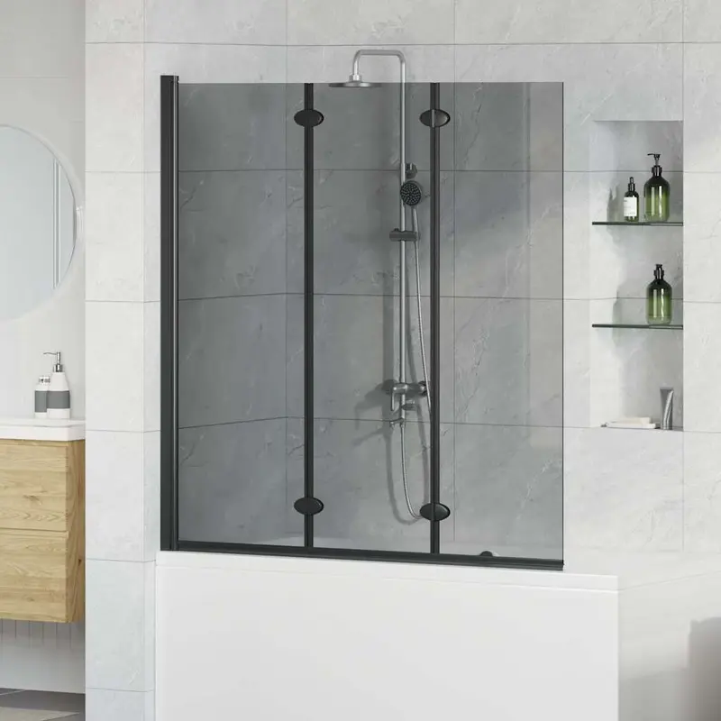 Enclosure de Ducha Negro 130 x 138 cm Vidrio ESG y Aluminio